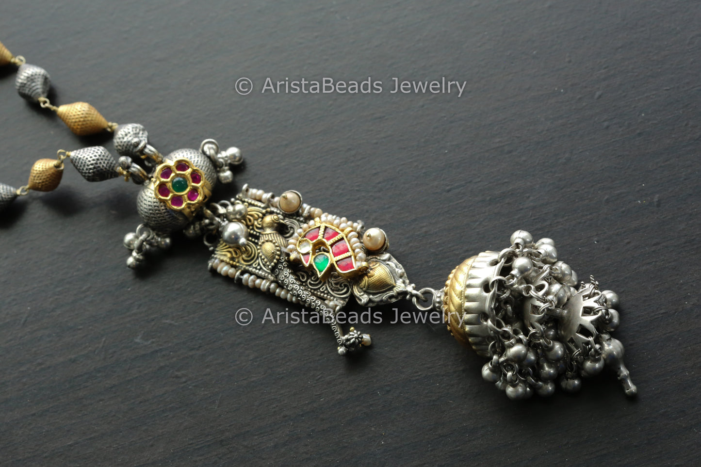 925 Sterling Silver Kundan Necklace With Jhumka Drop