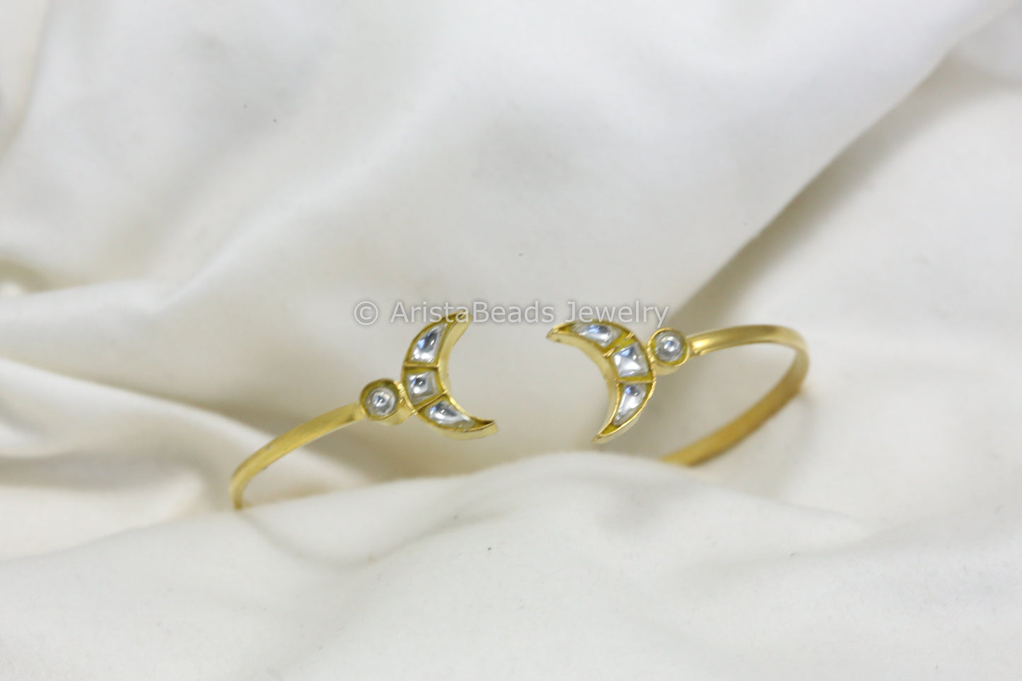 Adjustable Jadau Kundan Chand Bracelet - Clear