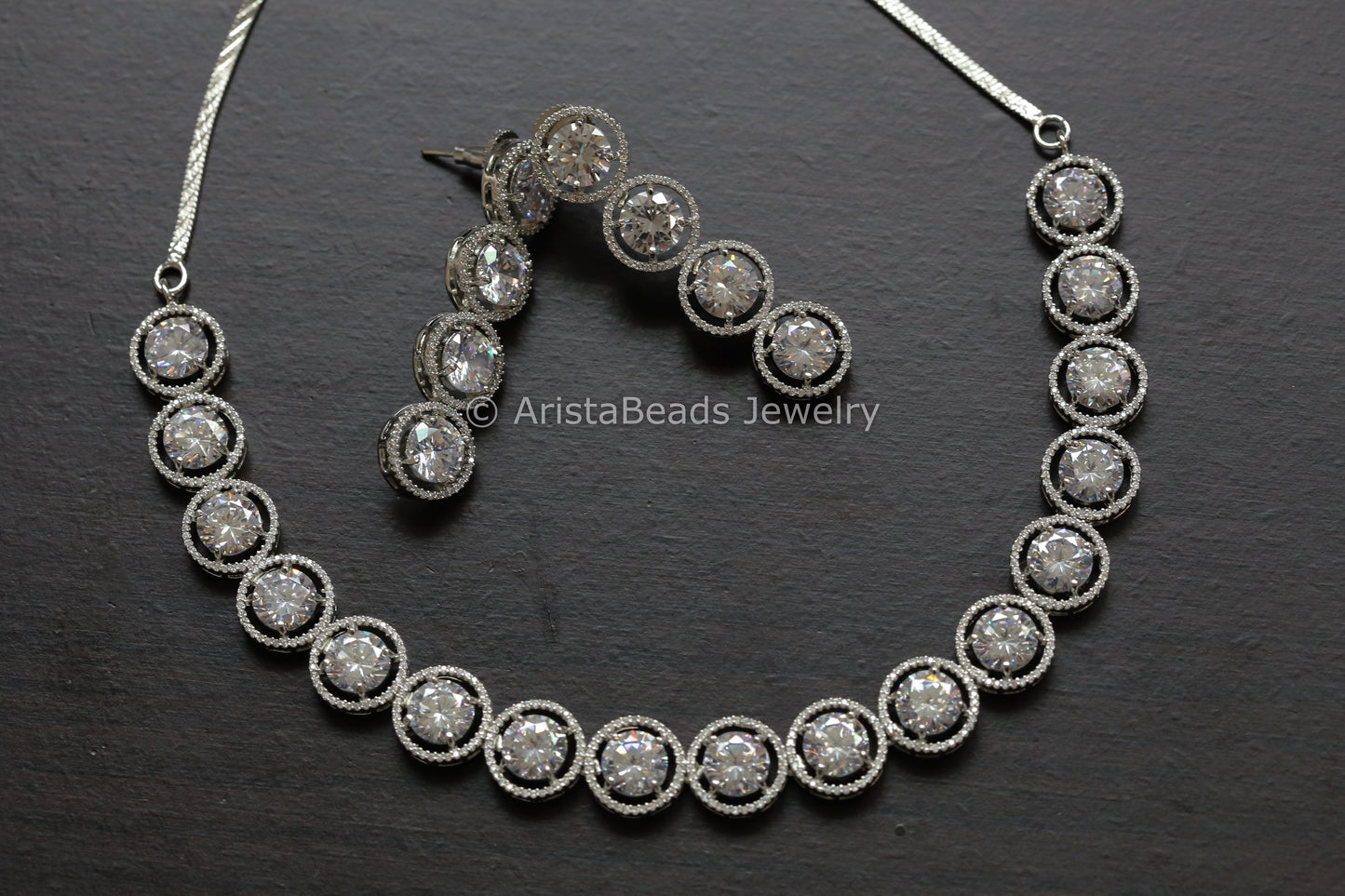 Solitaire Diamond Look Clear CZ Necklace Set