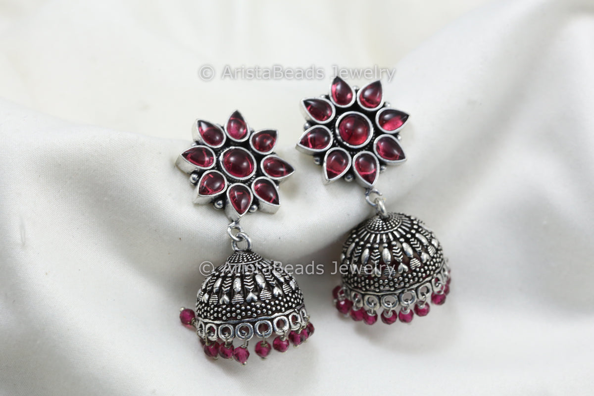 Oxidized Jhumka - Red