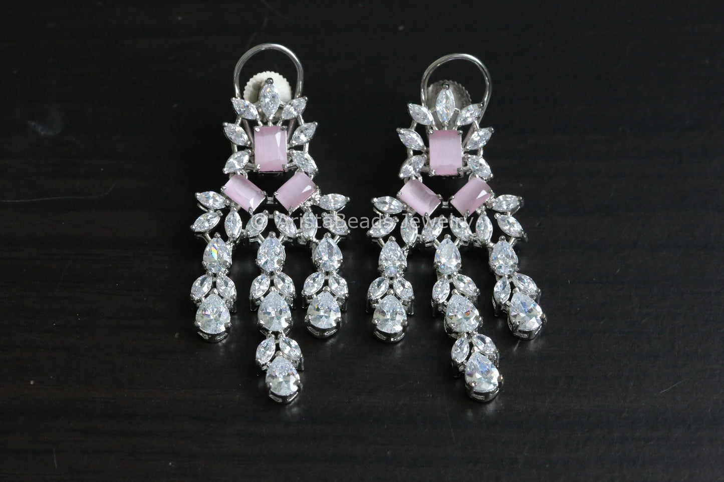 Contemporary Pink CZ Earrings