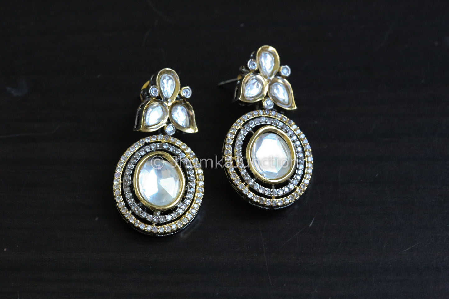 Contemporary Dual Tone Uncut Earrings