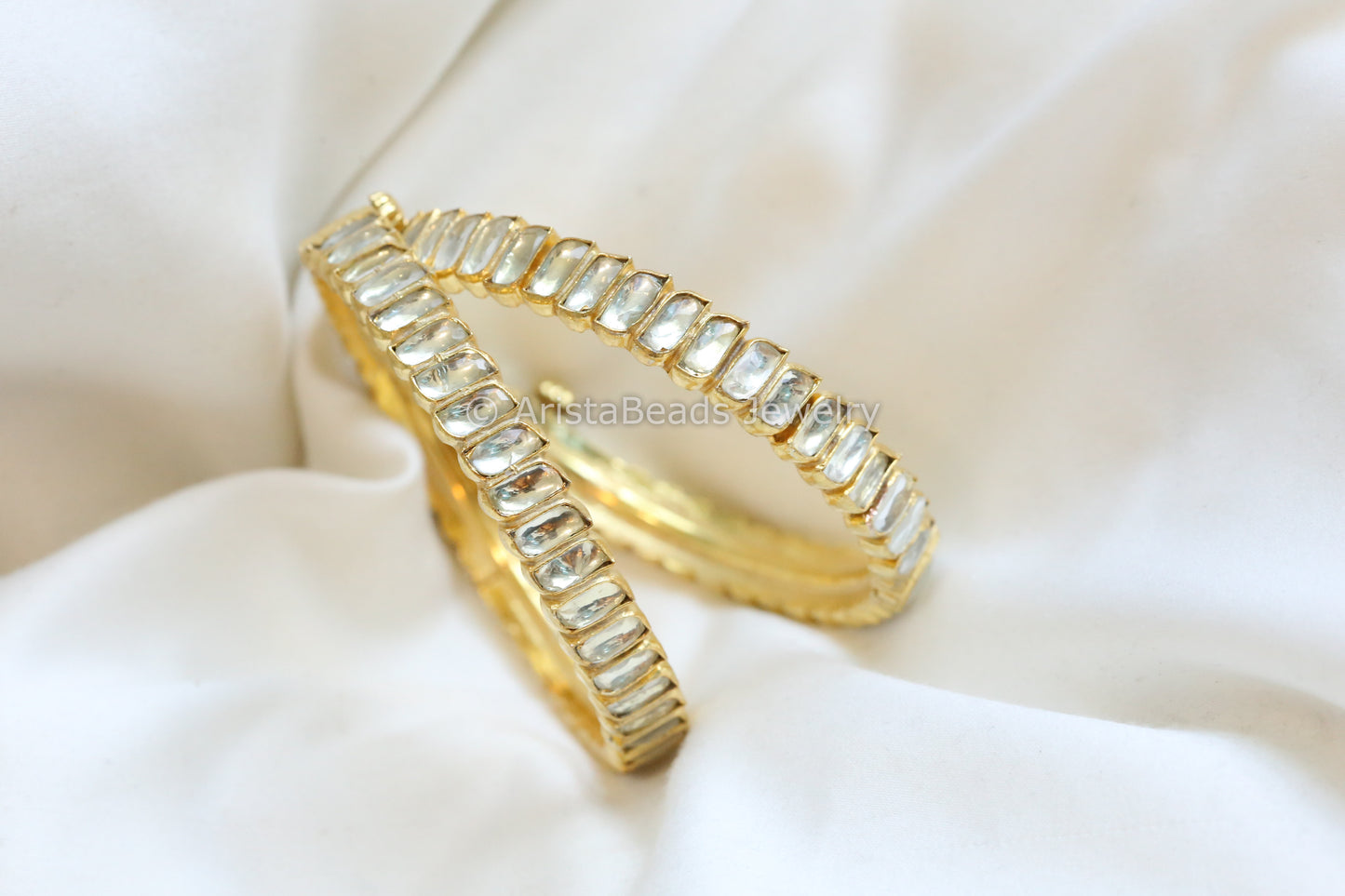 Clear Pachi Kundan Bangle Set (Openable 2.6)