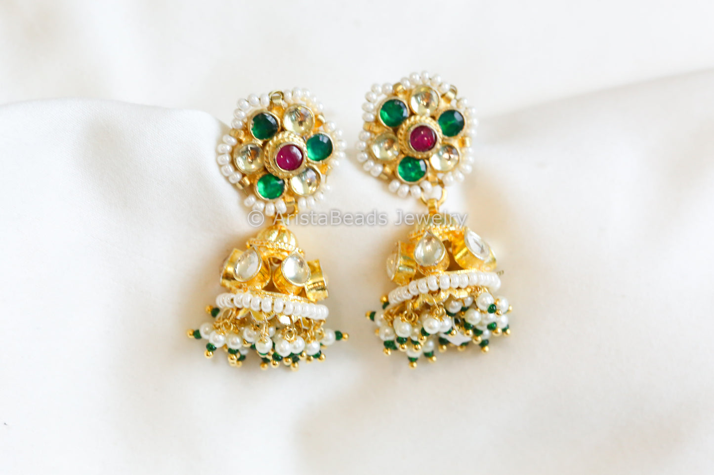 Small Flower Pachi Kundan Jhumka