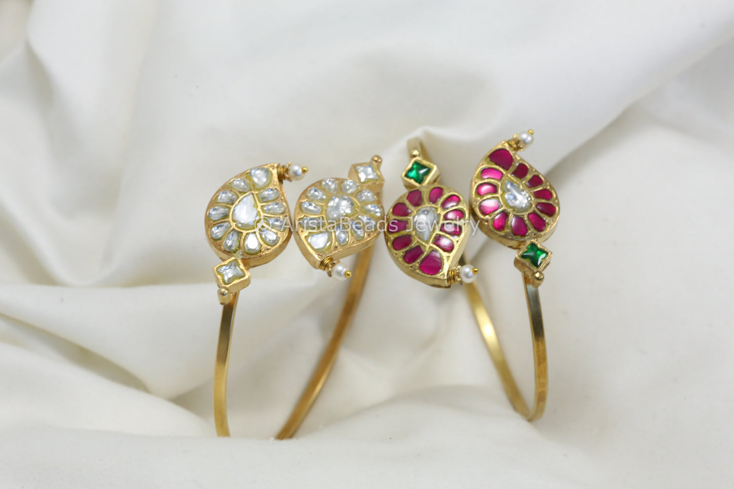 Adjustable Jadau Kundan Paisley Bracelet