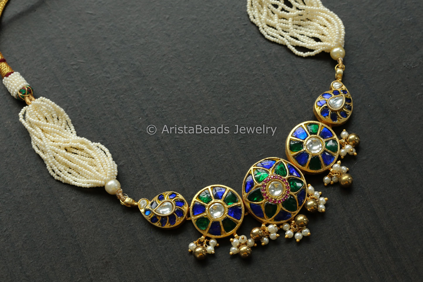 Blue Green Jadau Kundan Necklace