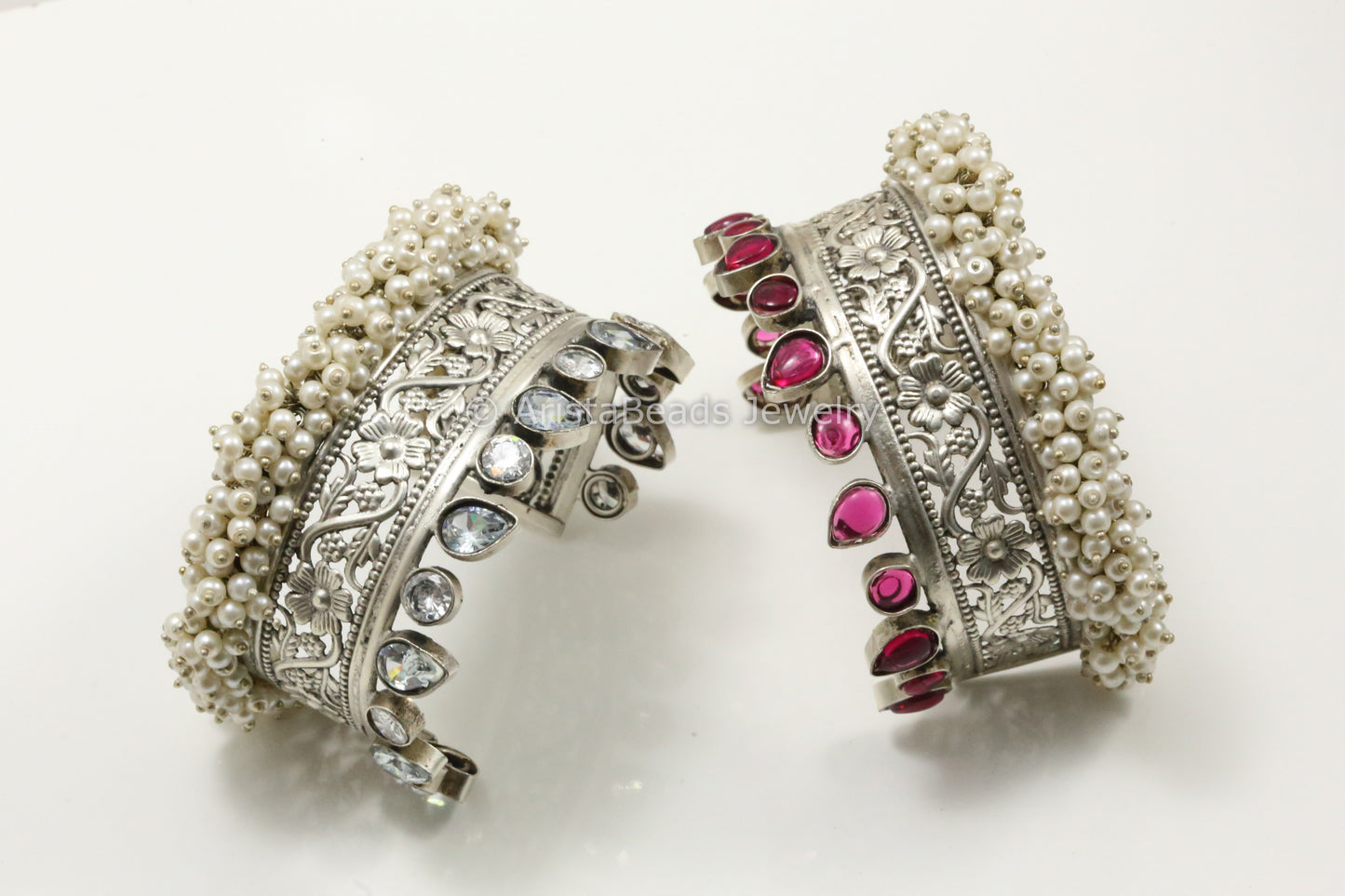 Silver Polish Gajra Pearl Bracelet