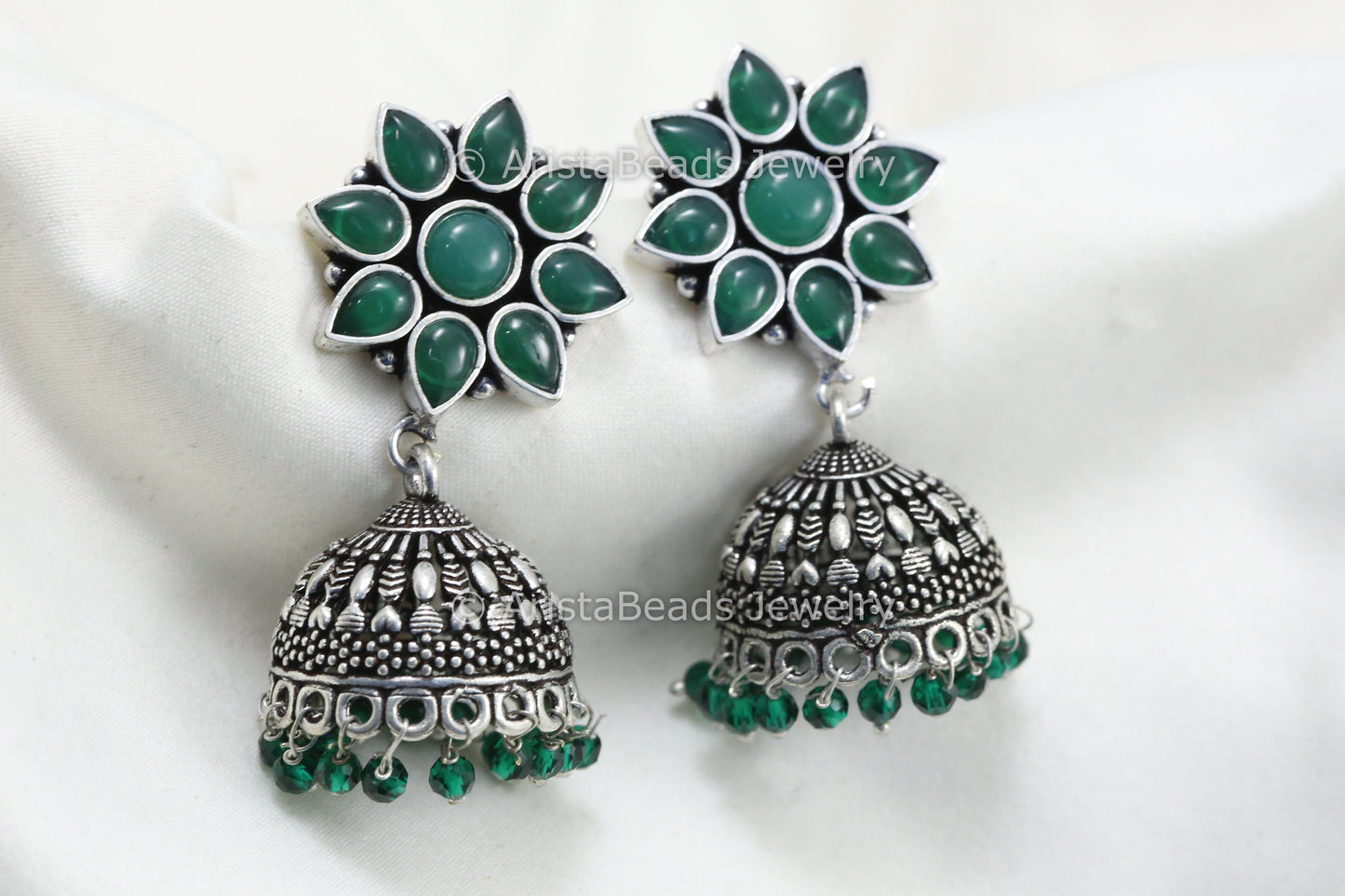 Oxidized Jhumka - Green
