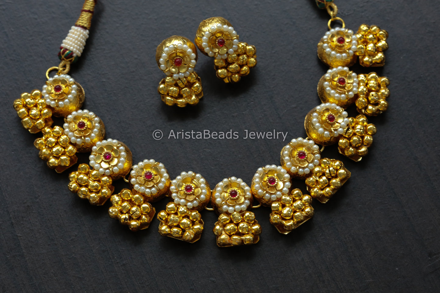 Gold Ghungroo Kemp Necklace Set