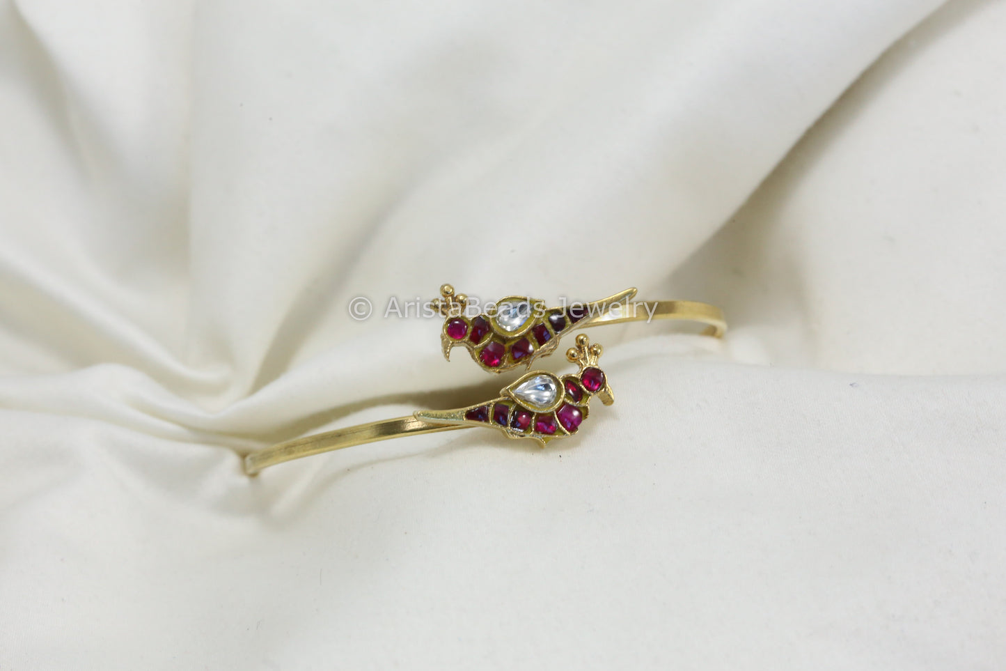 Adjustable Jadau Kundan Bird Bracelet
