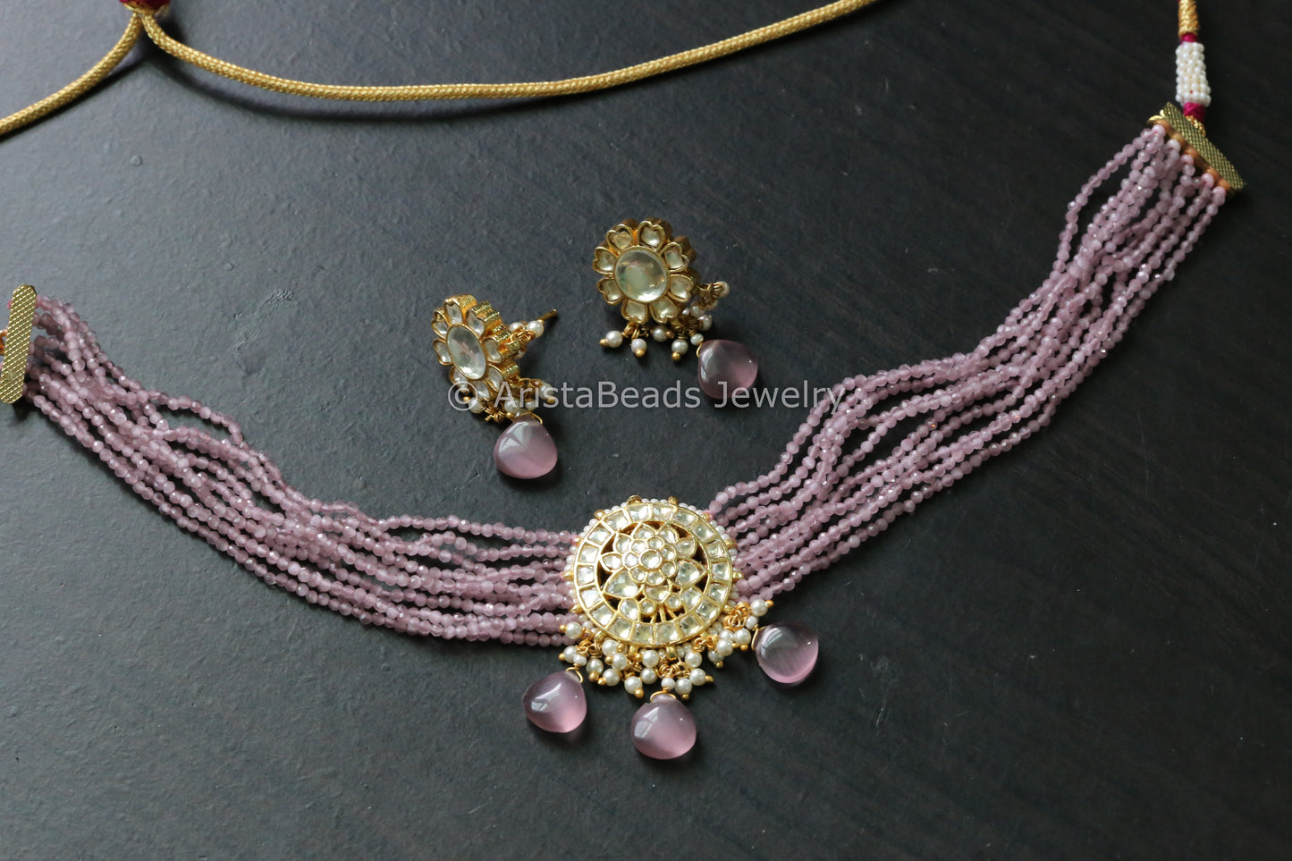 Mauve Kundan Choker Set