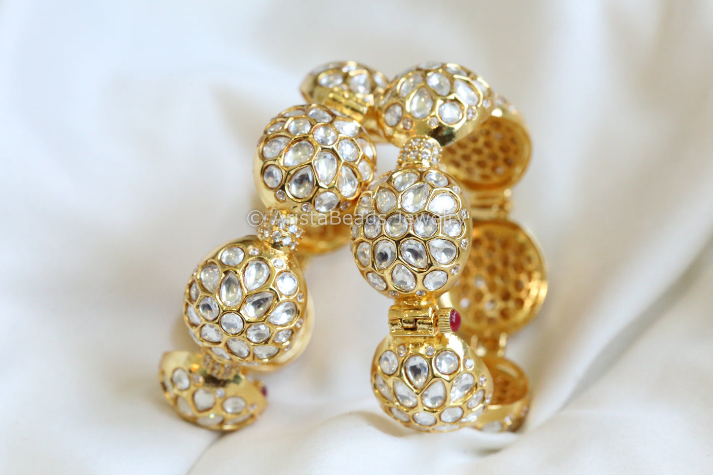 Uncut Polki Bangle Set (Openable 2.4)