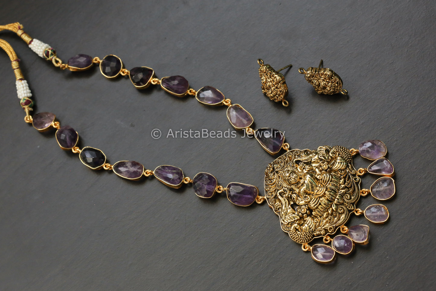 Amethyst Mala Temple Necklace