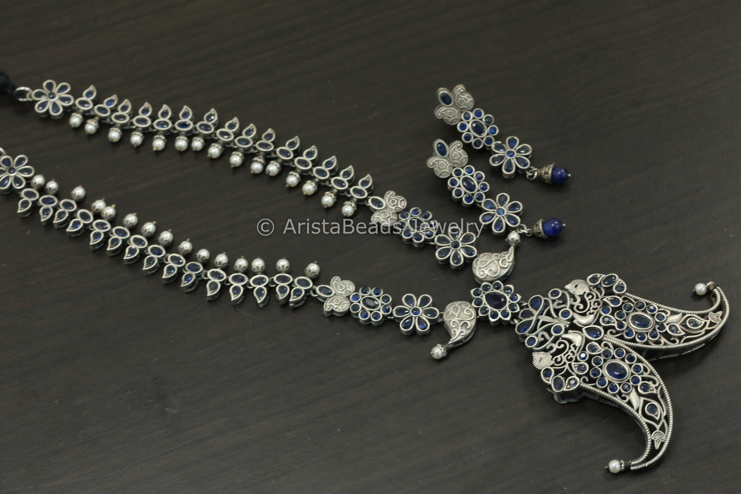 Blue AD Puligoru Claw Necklace Set