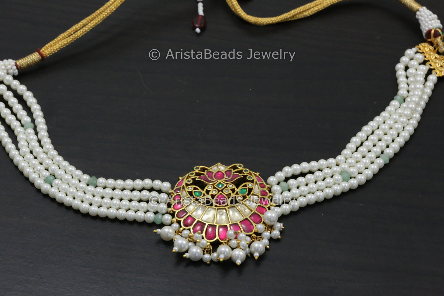 Pachi Kundan Necklace -Pearls