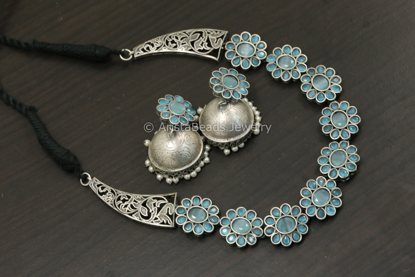 Blue AD Hasli Necklace Set