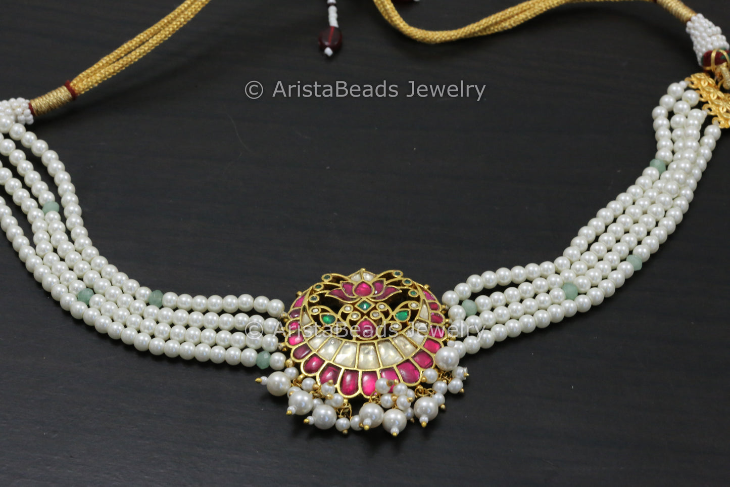 Pachi Kundan Necklace -Pearls