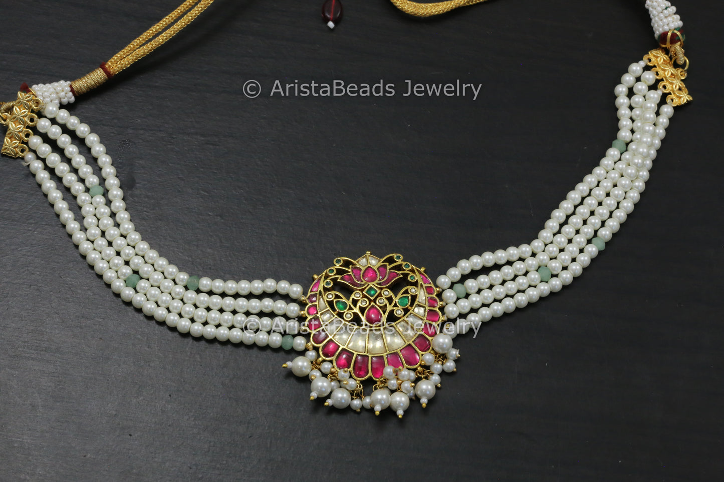 Pachi Kundan Necklace -Pearls