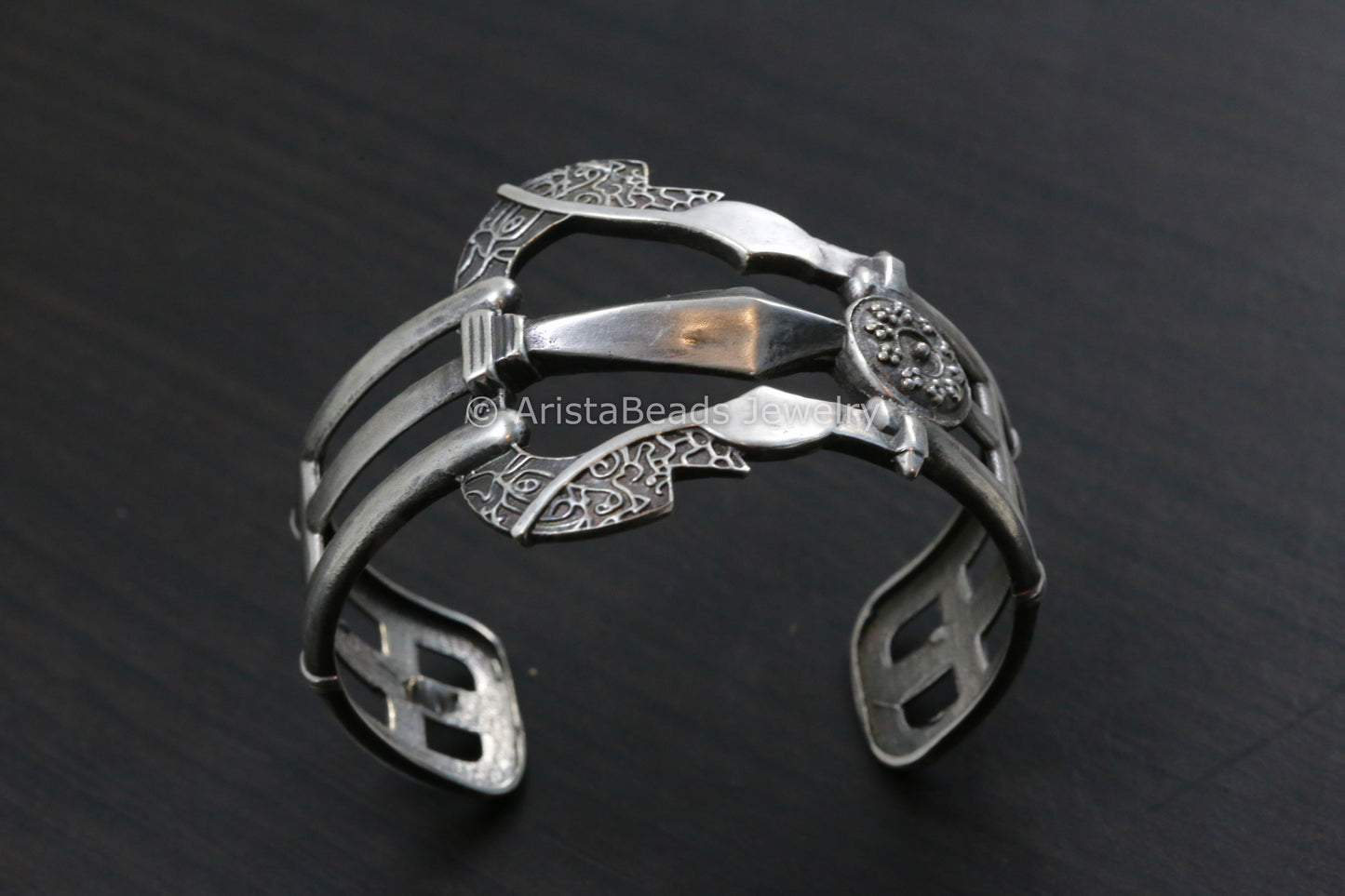 Trishul Silver Look Cuff - Adjustable