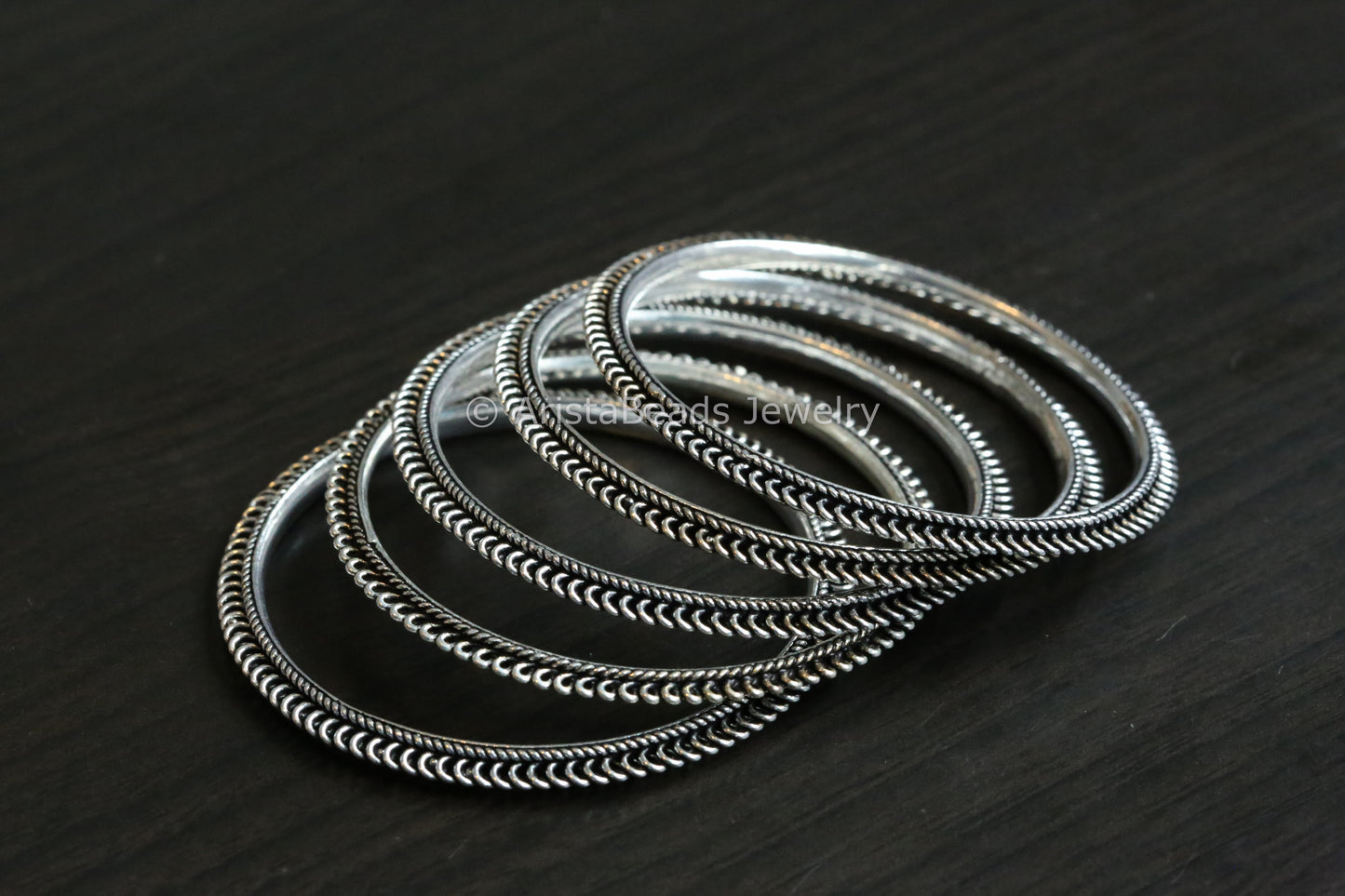 Silver Finish Bangles- Set of 5