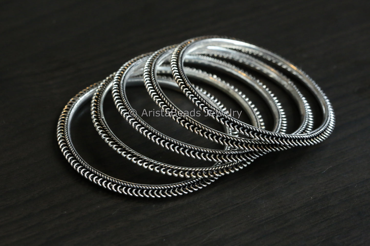 Silver Finish Bangles- Set of 5