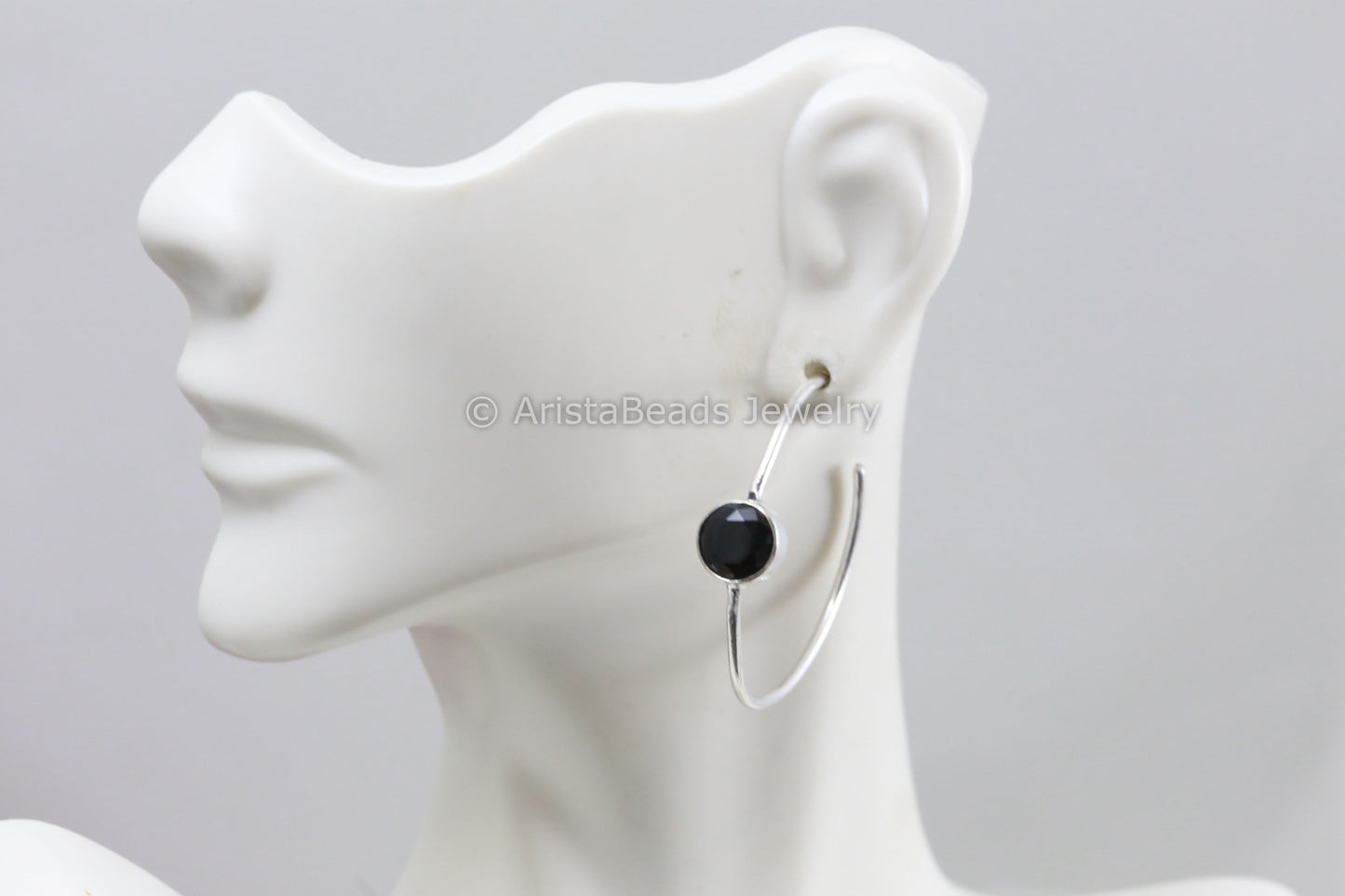 Silver Look Hoop - Black