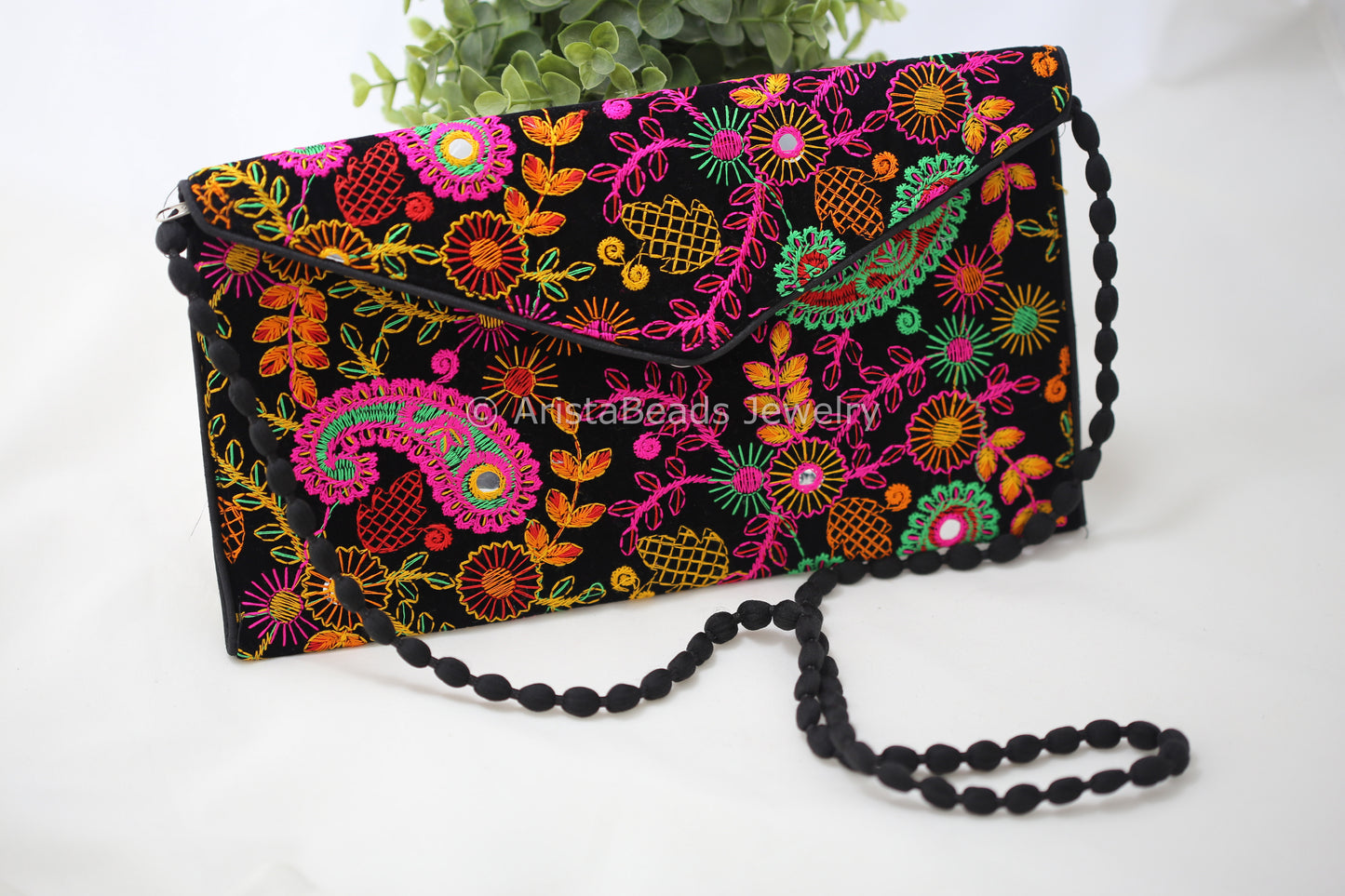 Velvet Black Banjara Clutch Bag