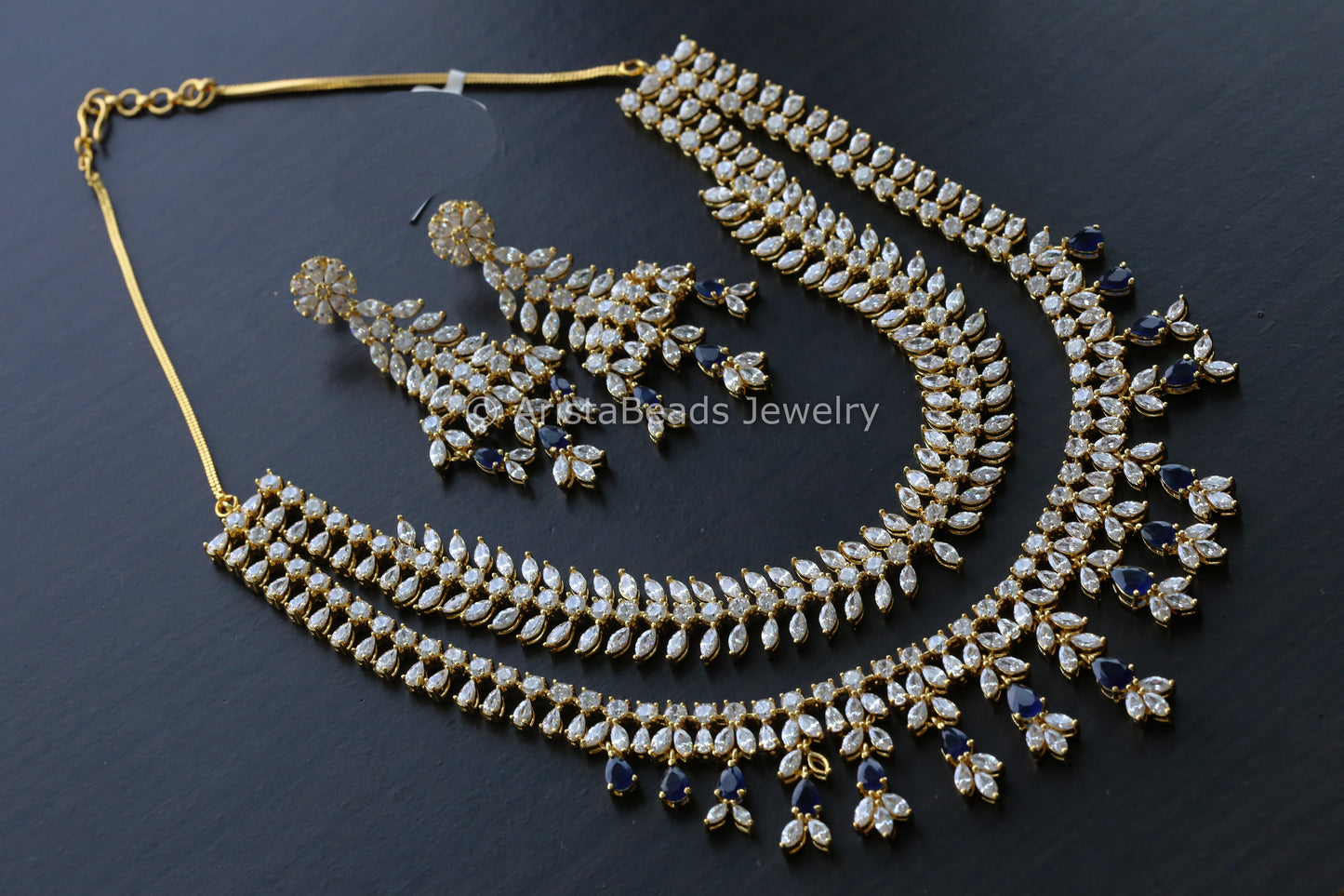 Layered Blue CZ Necklace