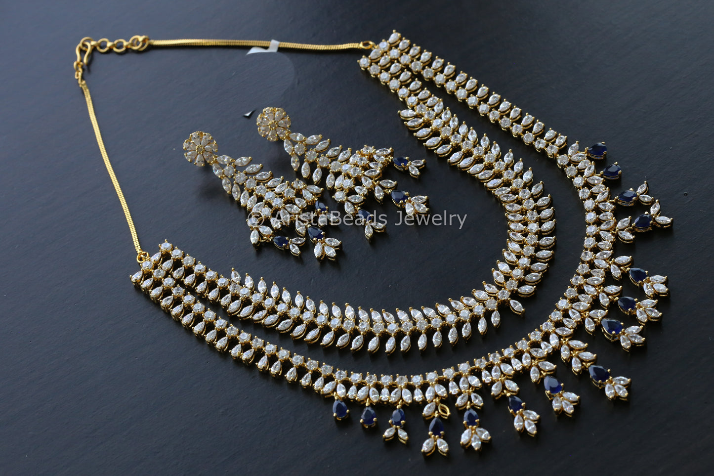 Layered Blue CZ Necklace