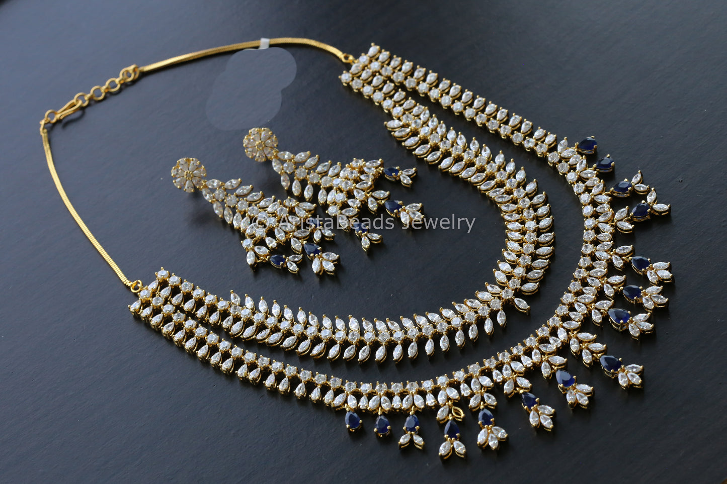 Layered Blue CZ Necklace