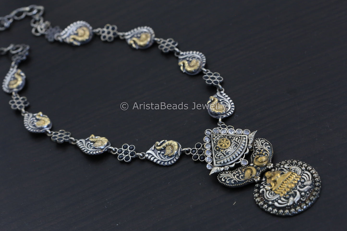 Clear Black CZ Two Tone Necklace