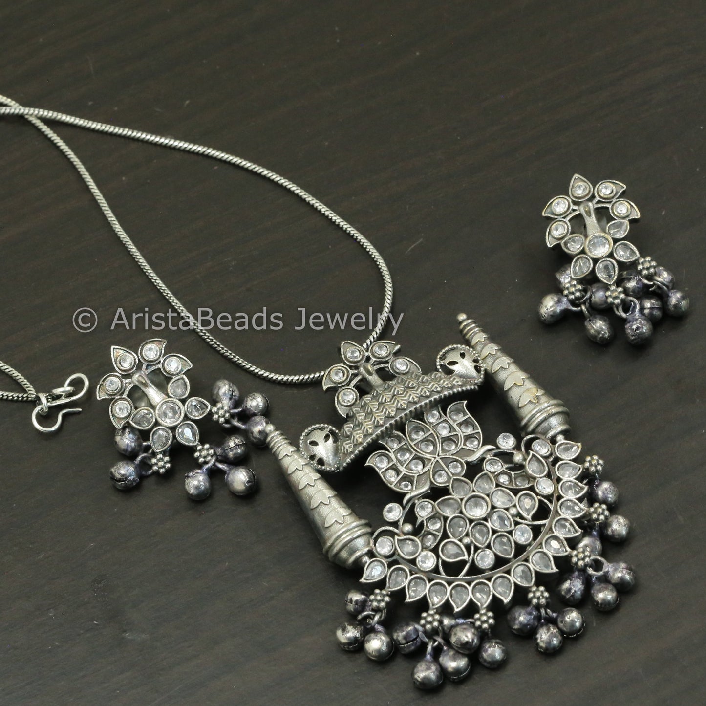 Dainty Kemp Stone Pendant Set- Clear