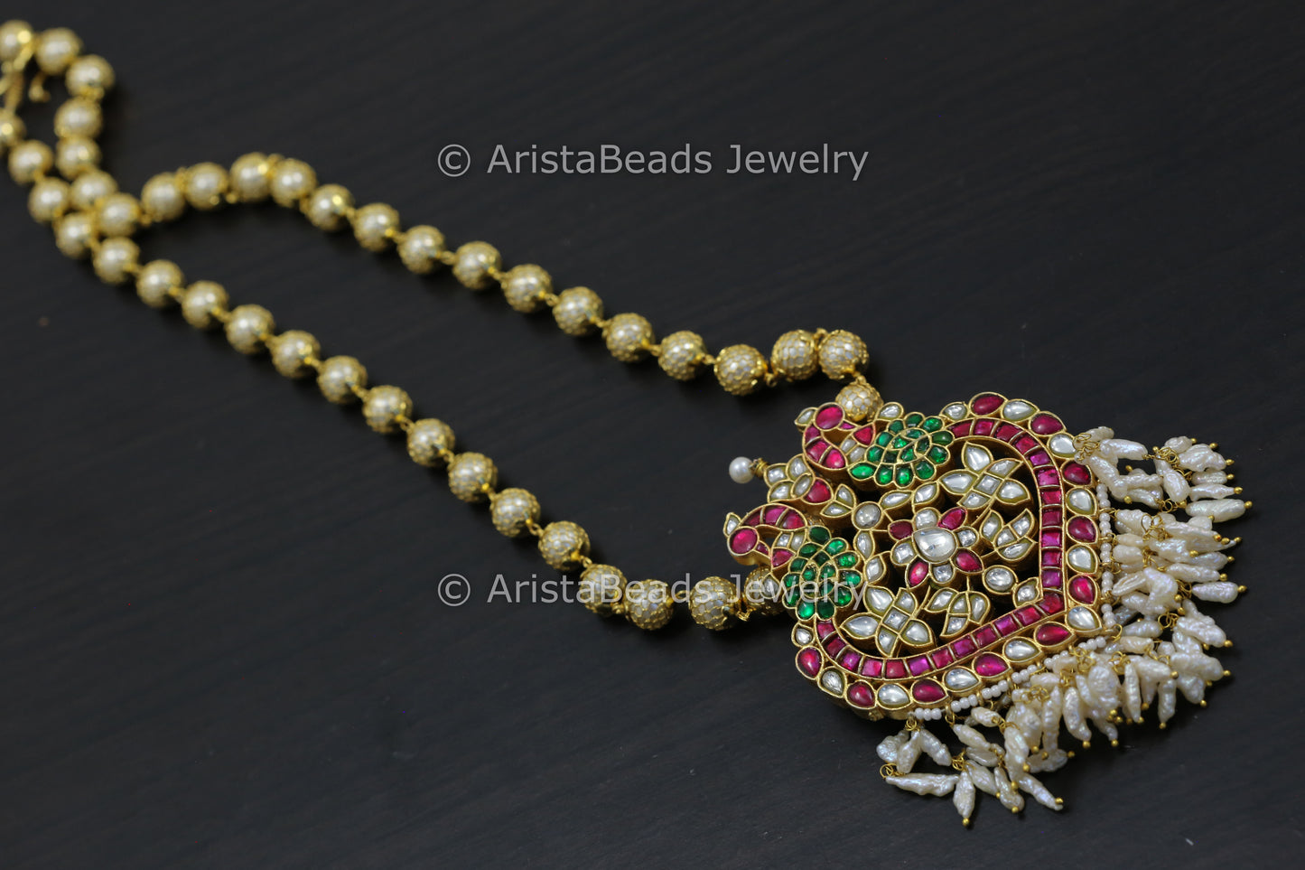 Jadau Kundan Necklace Pearl Mala