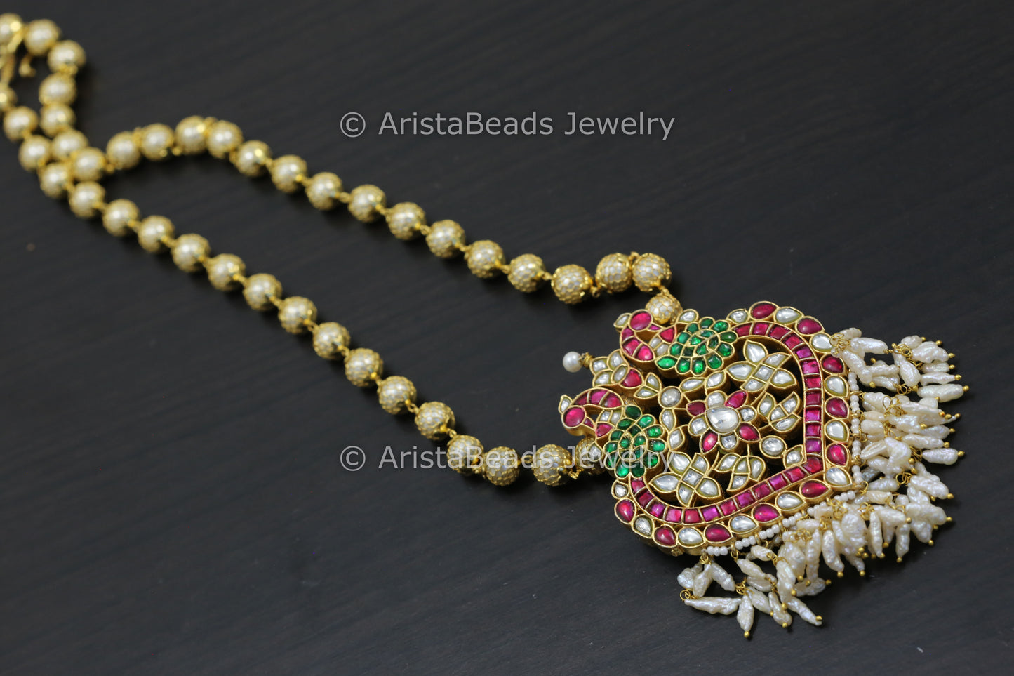 Jadau Kundan Necklace Pearl Mala