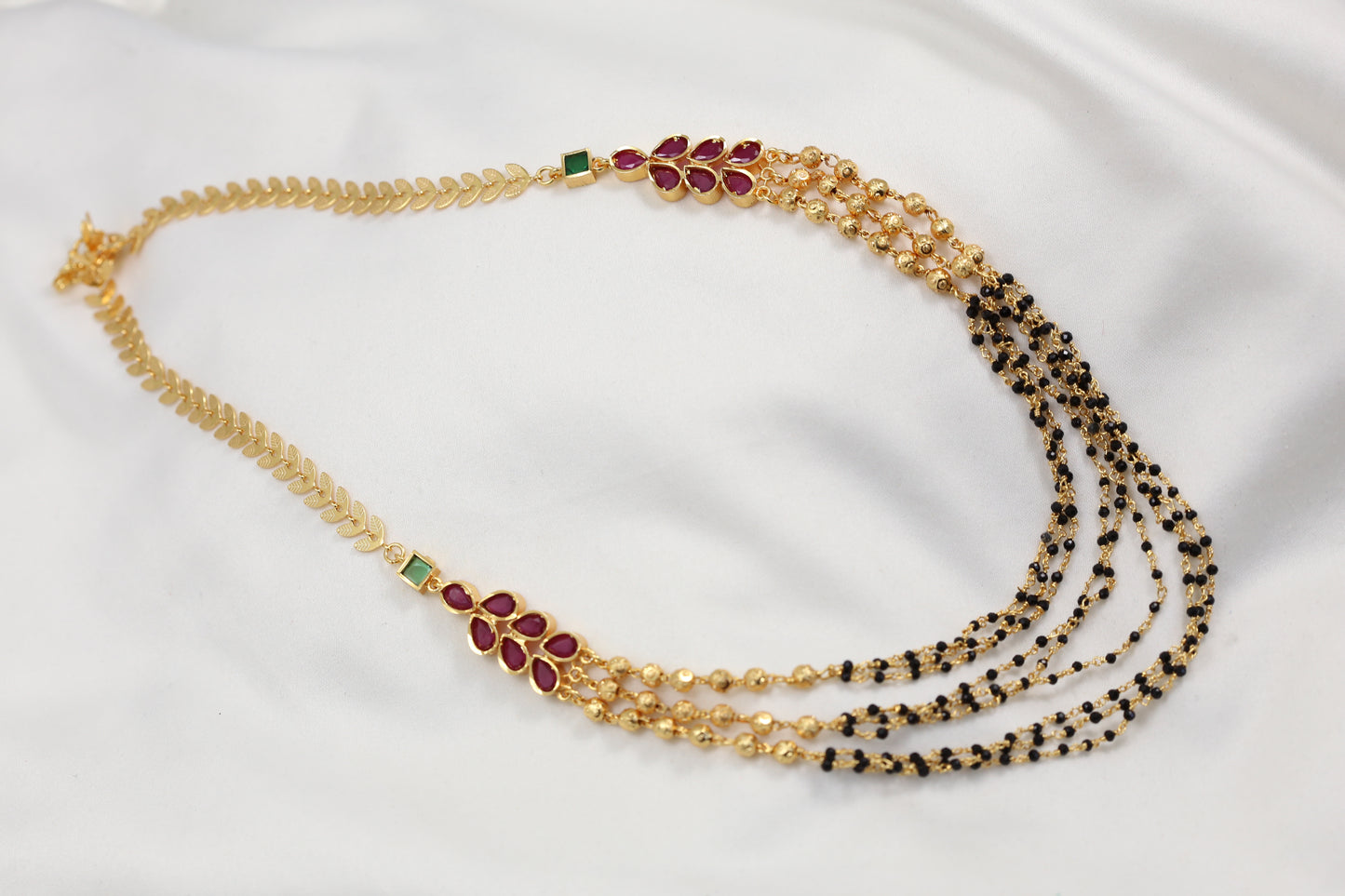 3 Strands Black Bead Necklace
