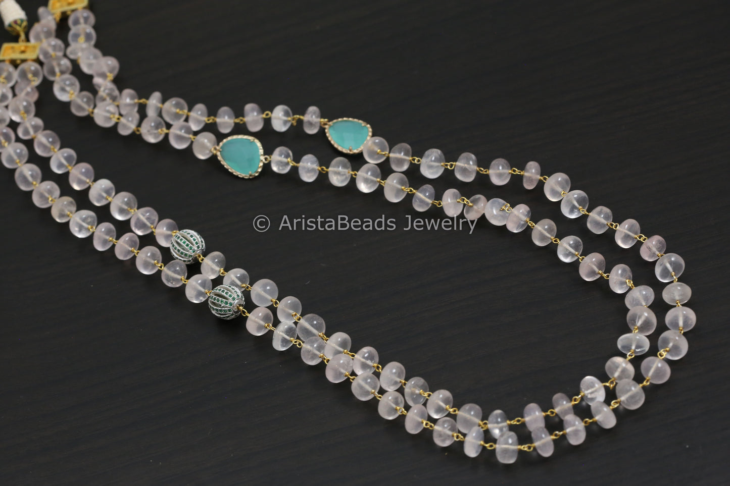 Layered Rose Quartz & Chalcedony Mala