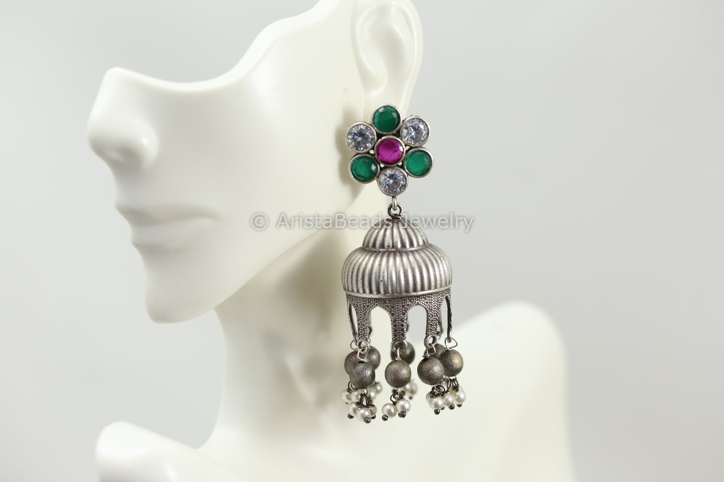 Silver Look Temple Jhumka