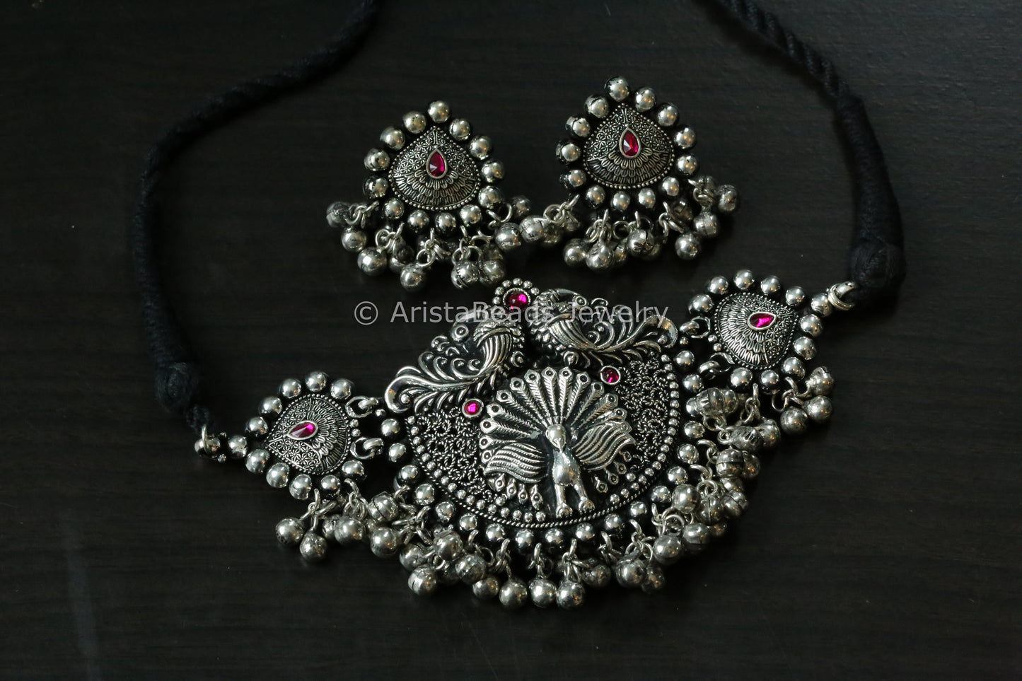 Ruby Peacock Kolhapuri Choker Set