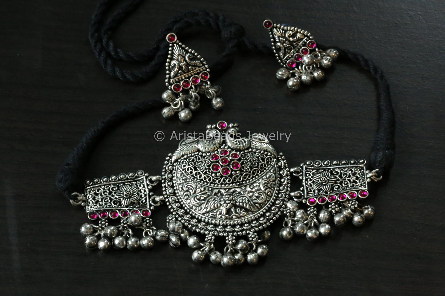 Filigree Kolhapuri Choker - Ruby