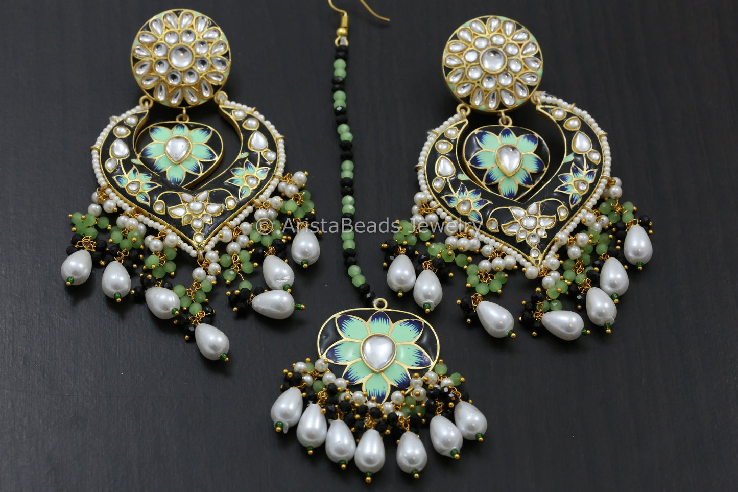 Enamel Kundan Chandbaali- Colors Available