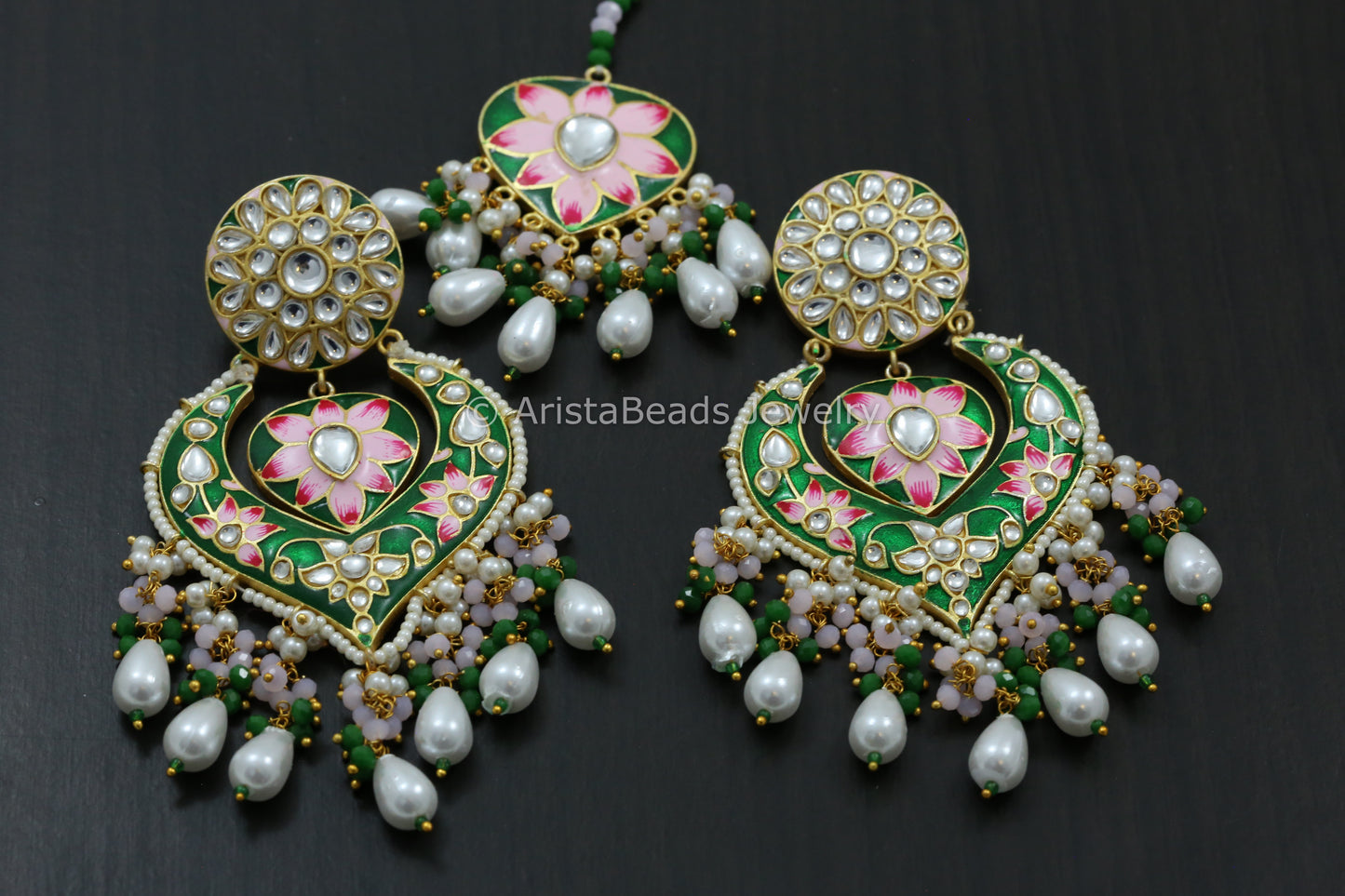Enamel Kundan Chandbaali- Colors Available
