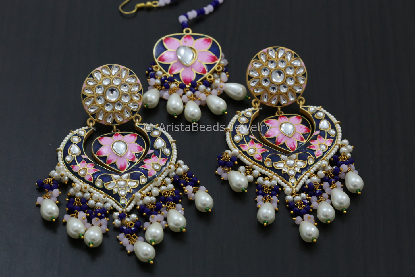 Enamel Kundan Chandbaali- Colors Available