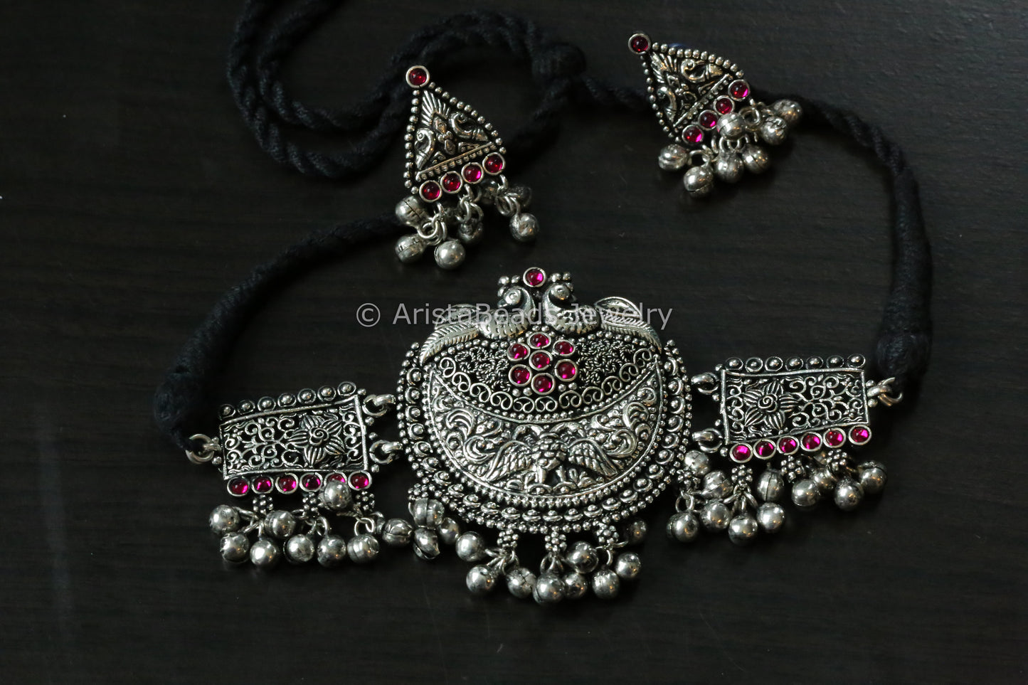 Filigree Kolhapuri Choker - Ruby