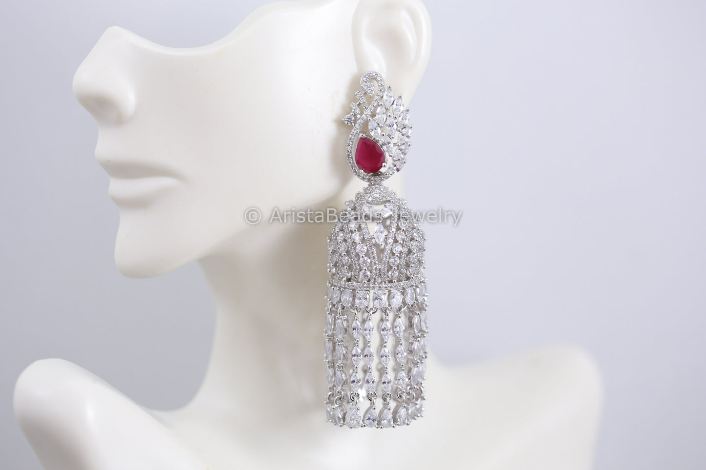 Premium Ruby CZ Jhumka