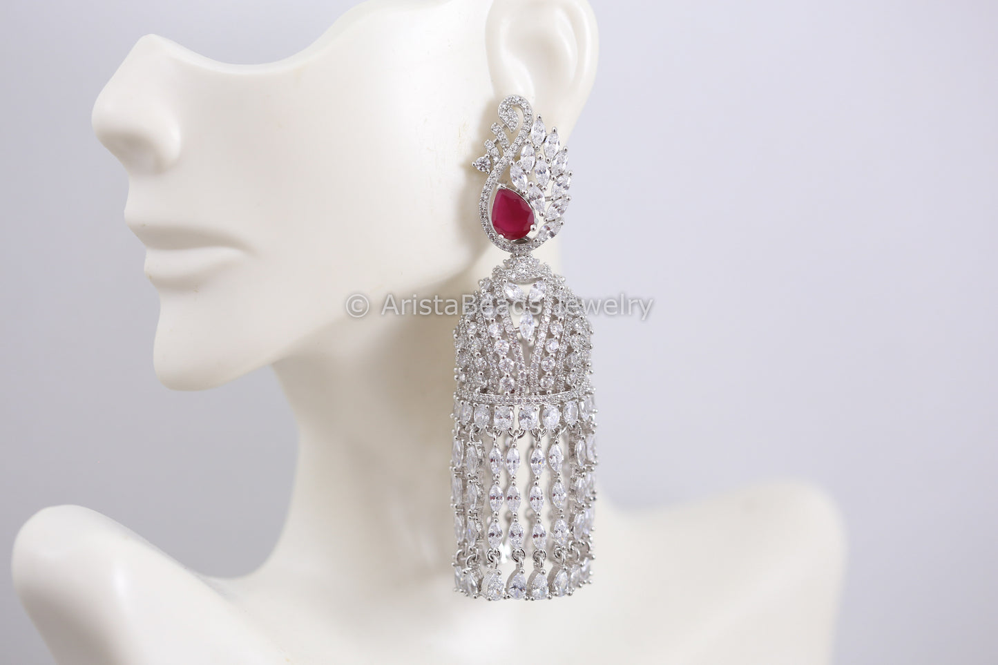 Premium Ruby CZ Jhumka