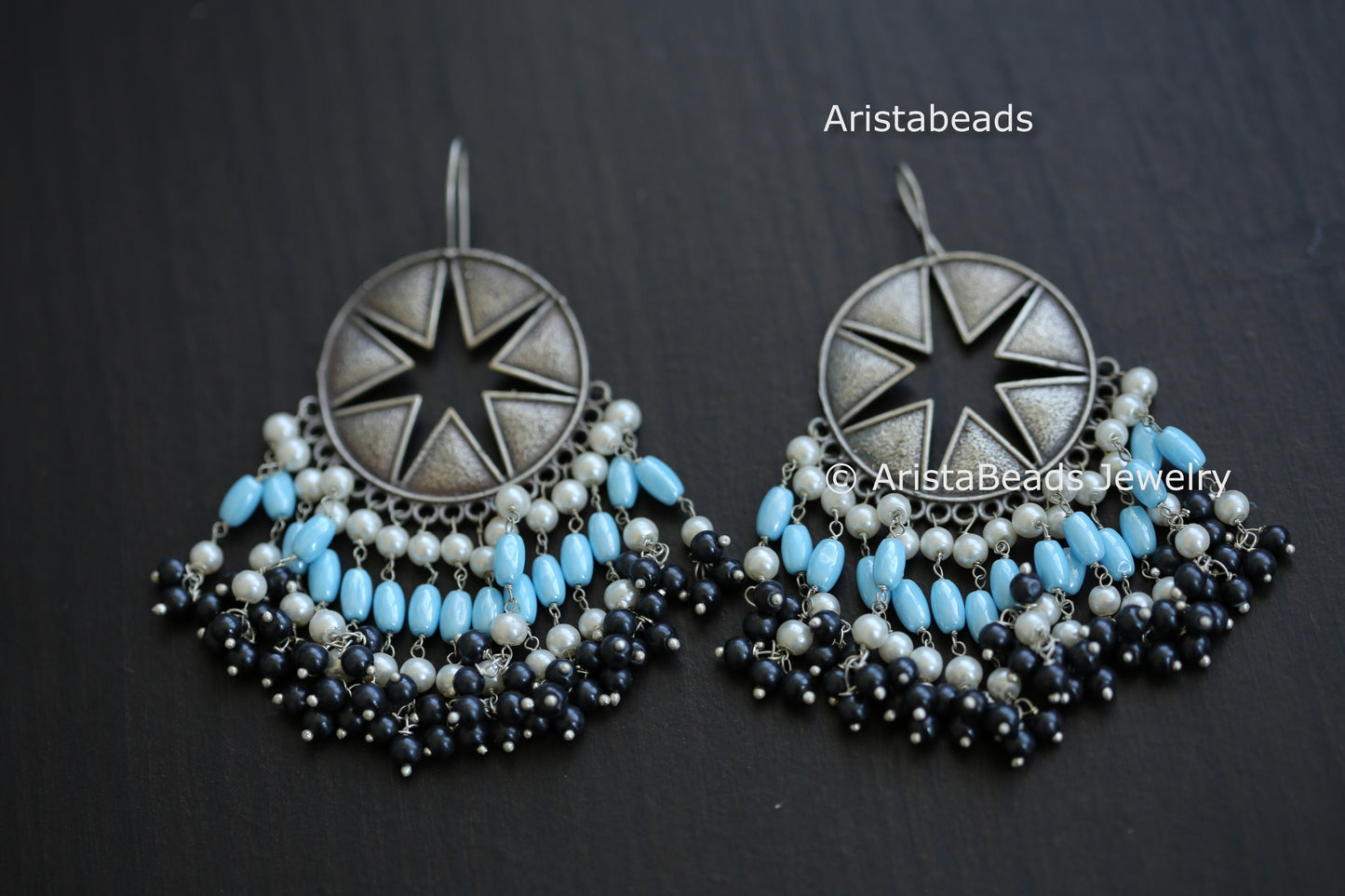 Blue Drop Oxidized Earrings