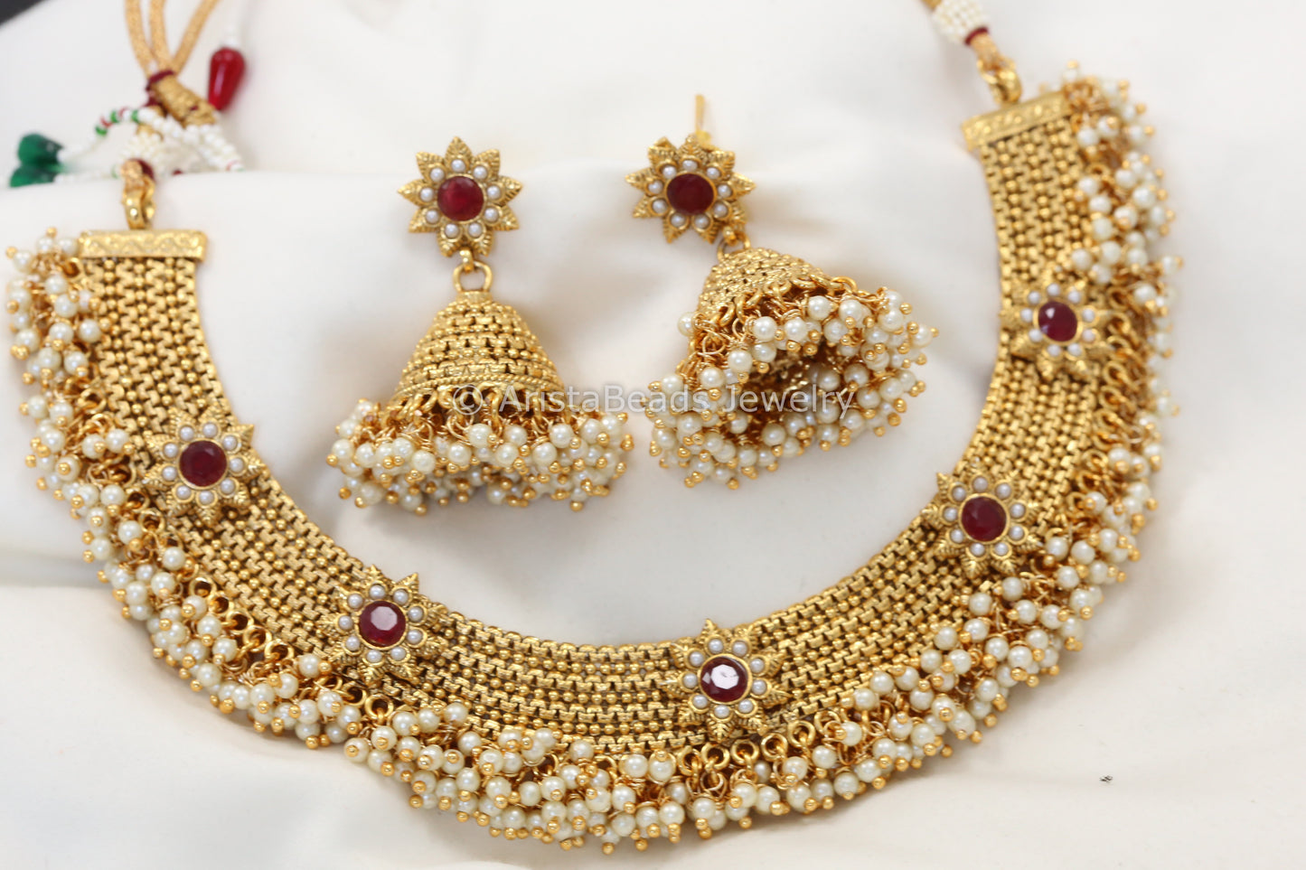 Gajra Pearl Necklace Set