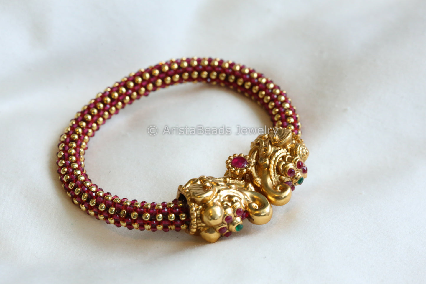 Antique Gold Elephant Bangle - Red Gold (2.4/ 2.6)