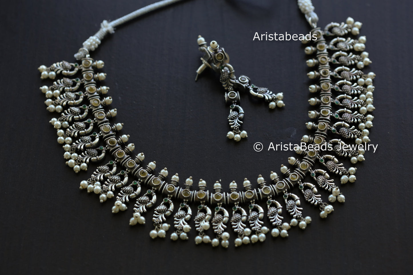 Yellow Green Peacock Necklace Set