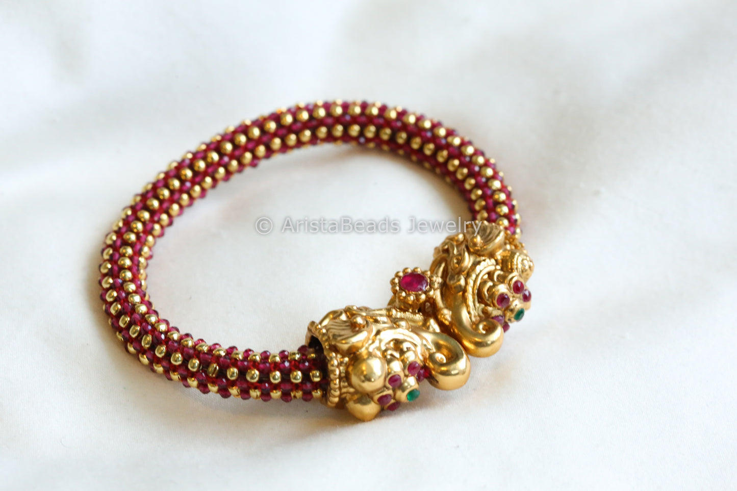 Antique Gold Elephant Bangle - Red Gold (2.4/ 2.6)